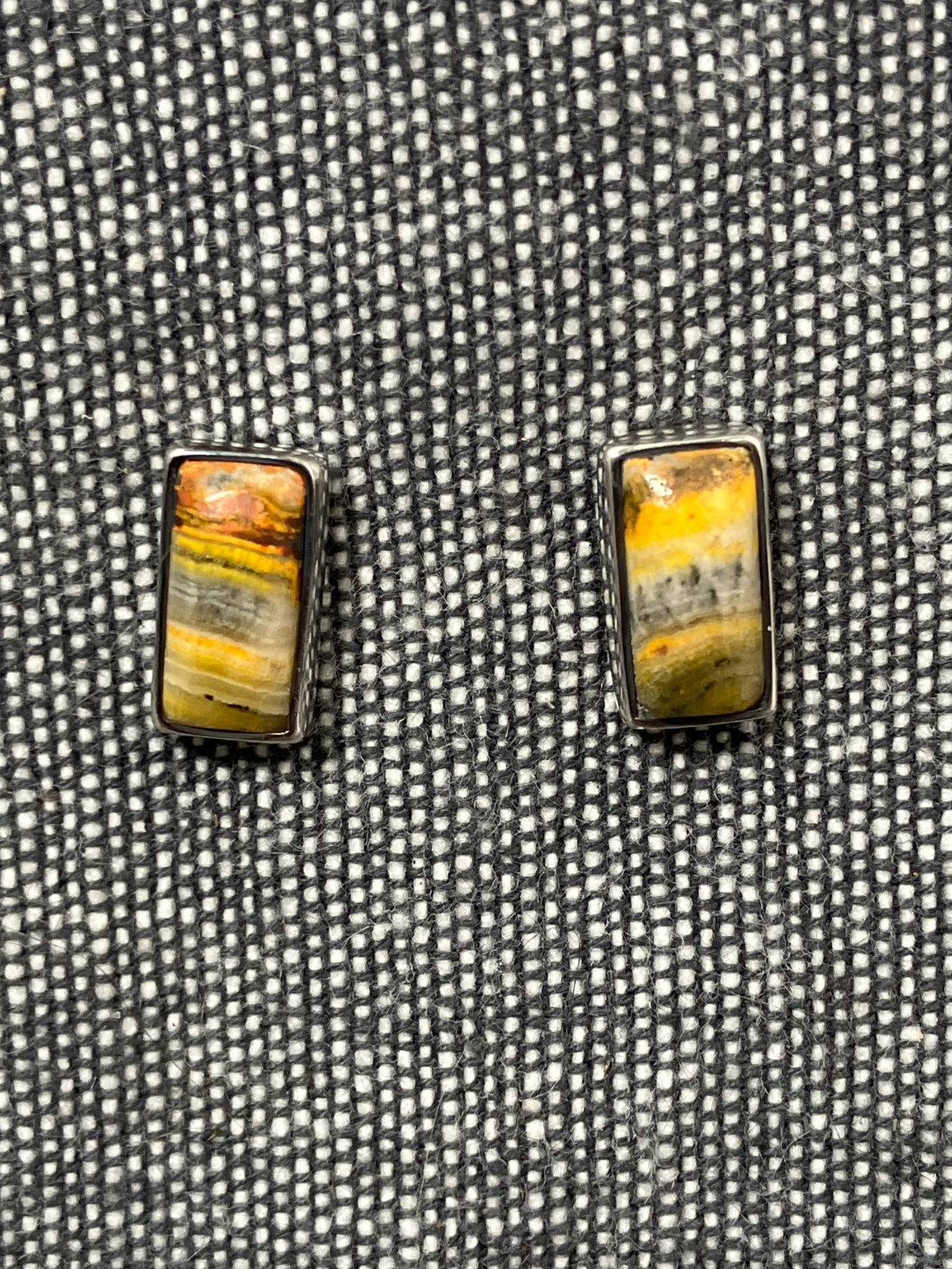 Bumblebee Jasper Rectangle Studs