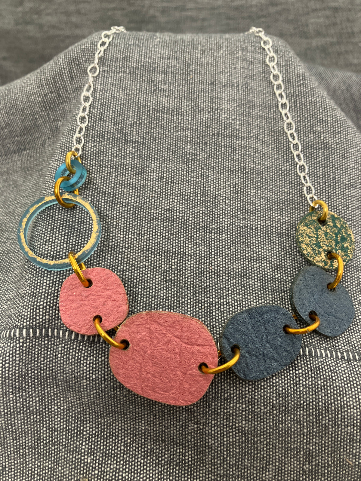 Pineapple Teal Pink Chain Necklace