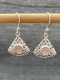 Rose Quartz Jali Fan Earring