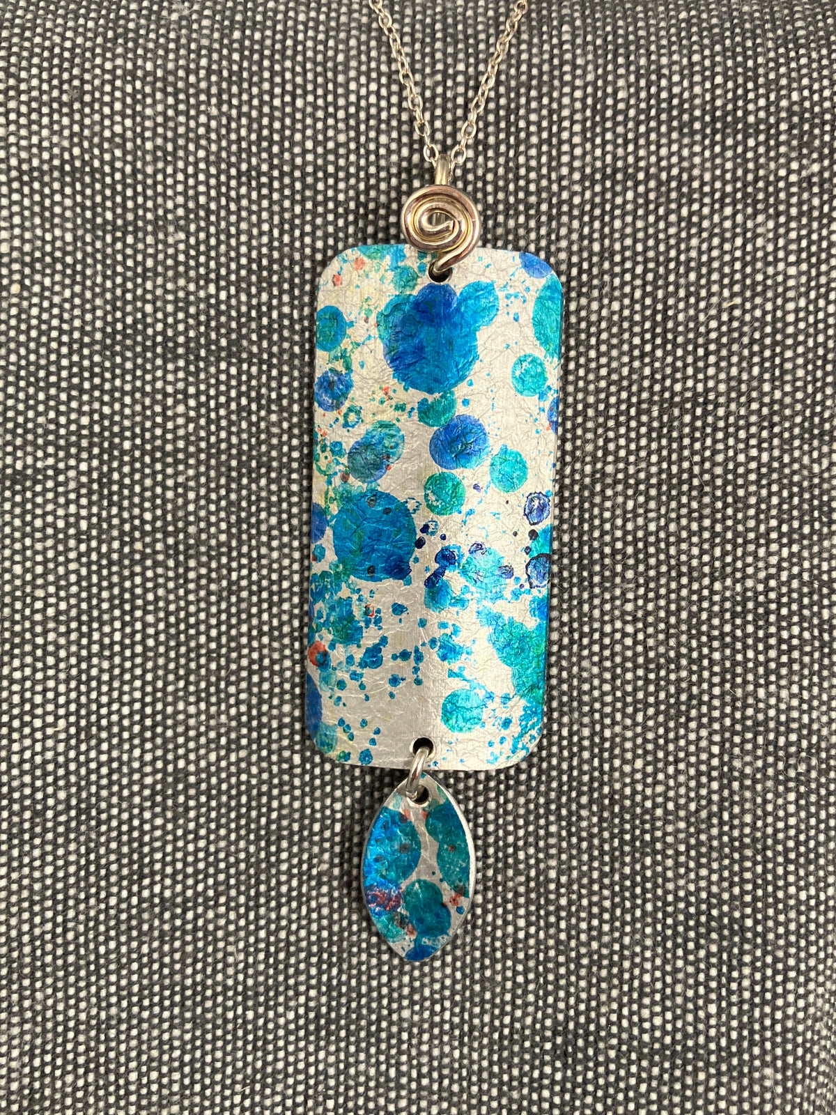 Teal Small Rectangle Necklace