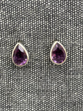 Amethyst Cut Pear Studs