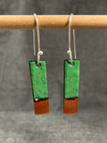 Green Copper Tip Rectangle Earrings