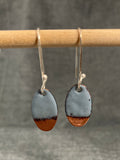 Grey Oval Copper Tip Earrings