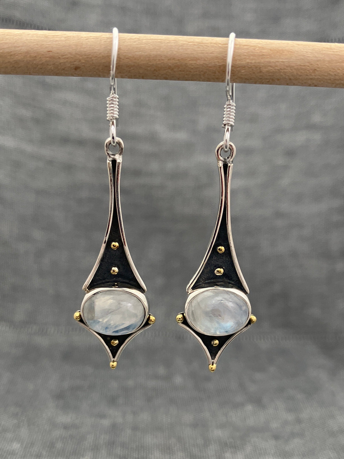 Moonstone Oxidised Kite Earrings