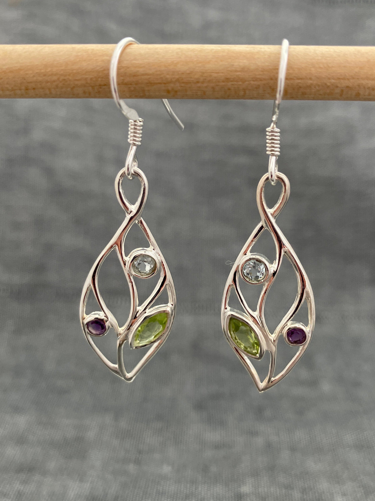 Peridot Mix Leaf Earrings