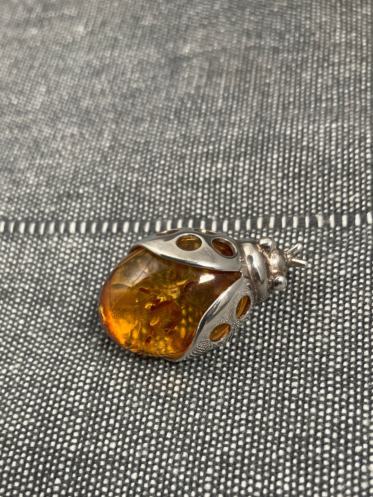 Amber Ladybird Brooch