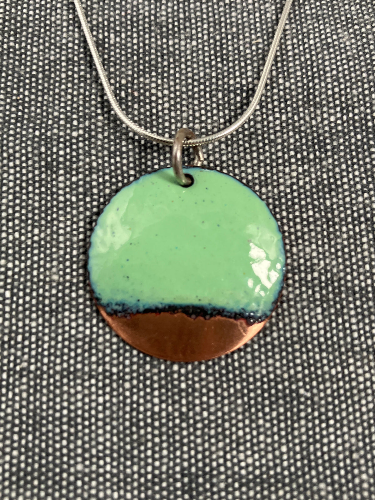 Light Green Disc Copper Tip Pendant