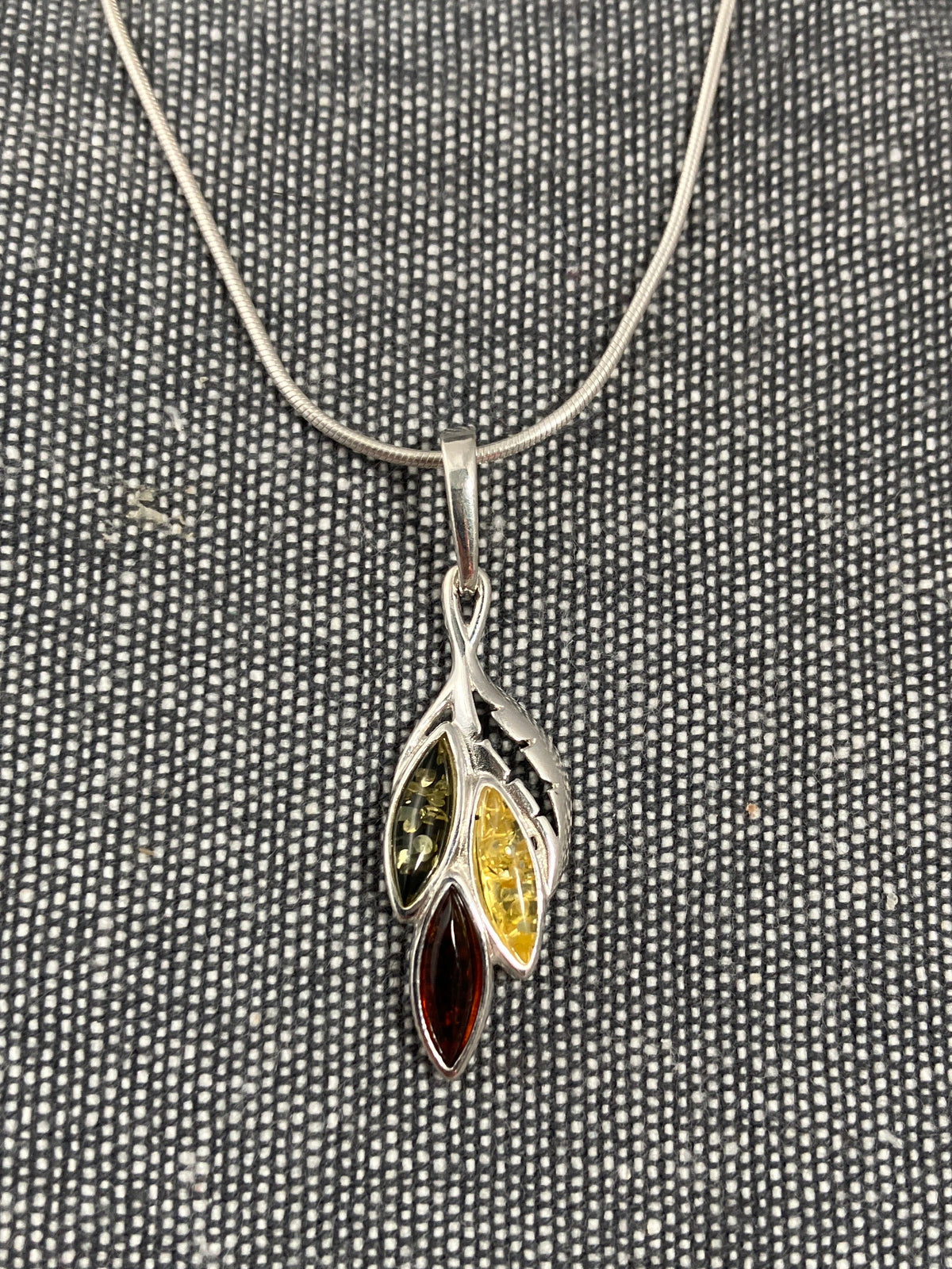 Triple Amber Leaf Pendant