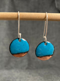 Teal Copper Tip Disc Earrings