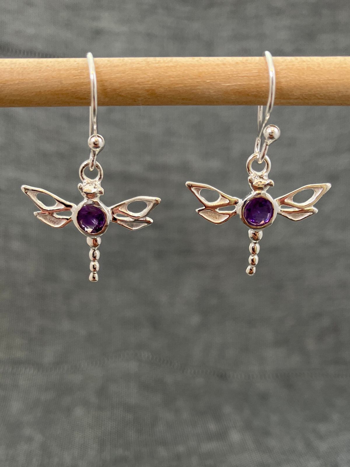Amethyst Dragonfly Earrings