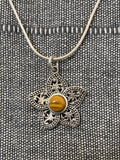 Tigers Eye Filigree Flower Pendant