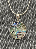 Paua Shell Lotus Disc Pendant