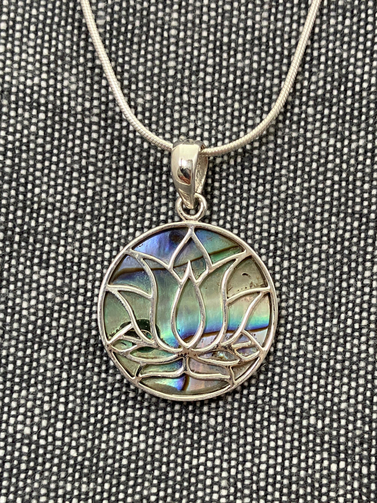 Paua Shell Lotus Disc Pendant