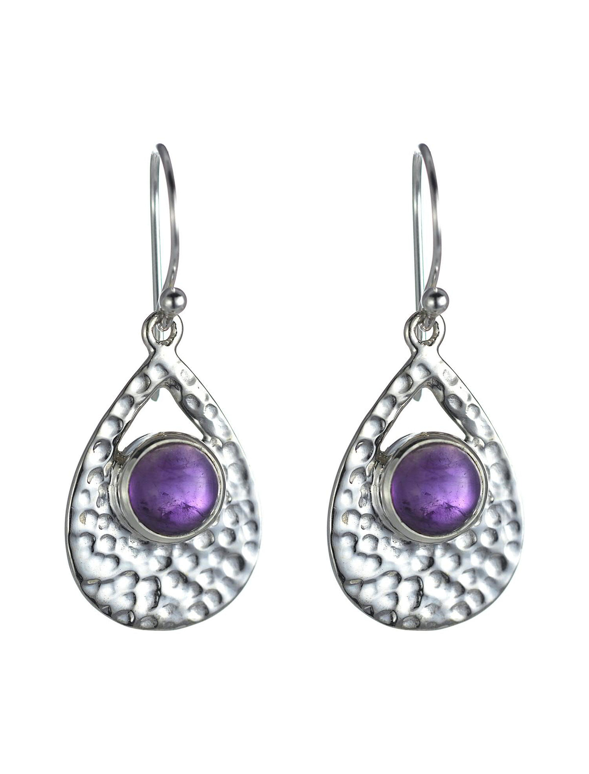 Amethyst Hammered Loop Earrings
