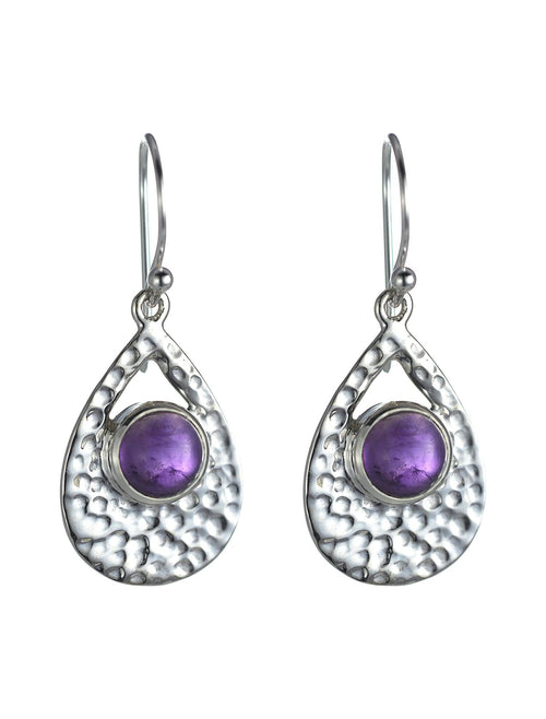 Amethyst Hammered Loop Earrings
