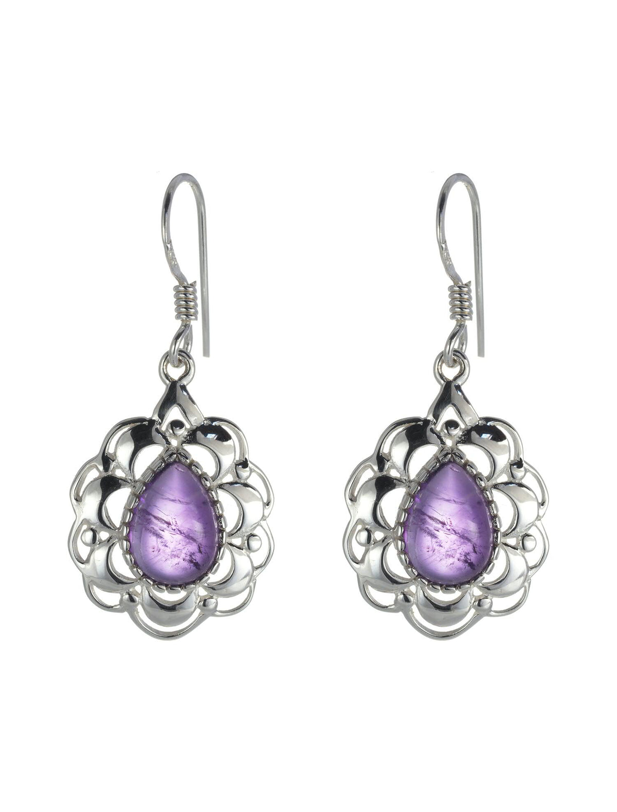 Amethyst Frilly Framed Earrings