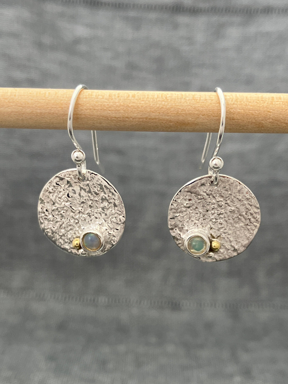 Opal Textured Disc Earring