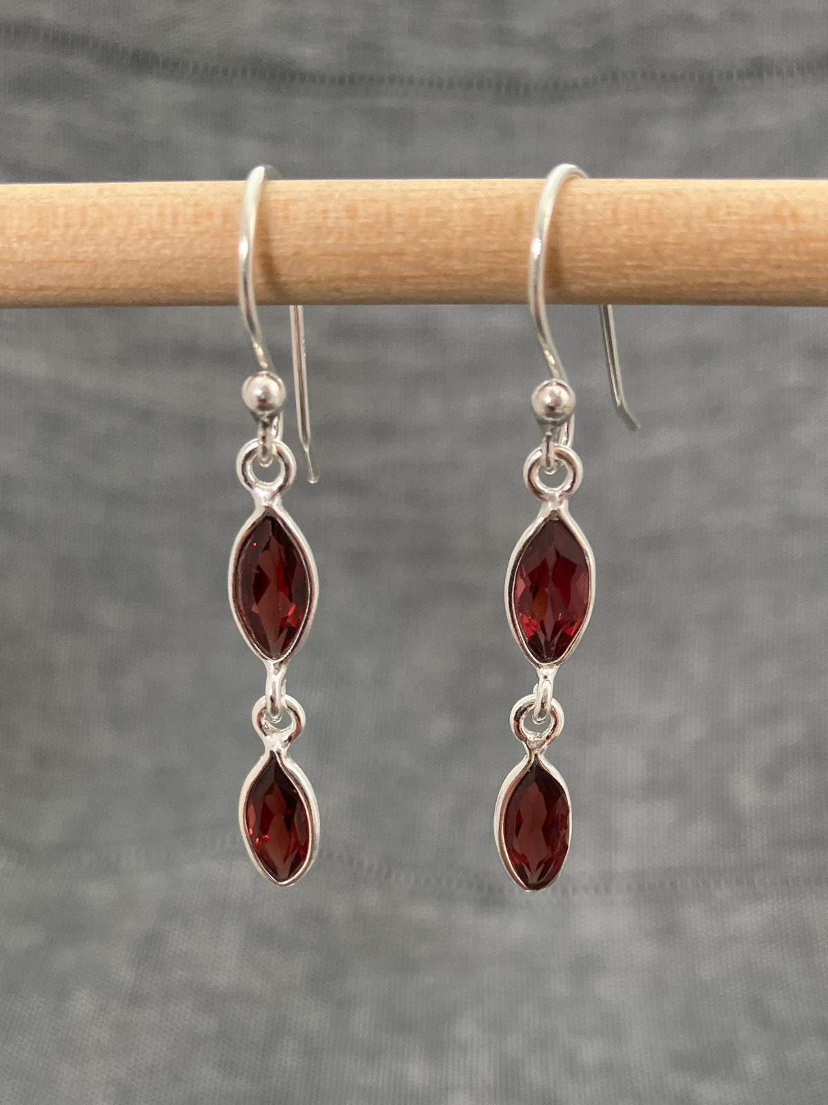 Garnet Cut Double Pip Earrings