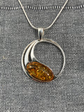 Amber Oval In Circle Pendant