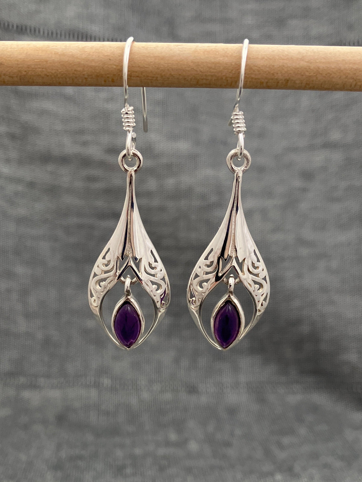 Amethyst Ornate Dangle Earrings