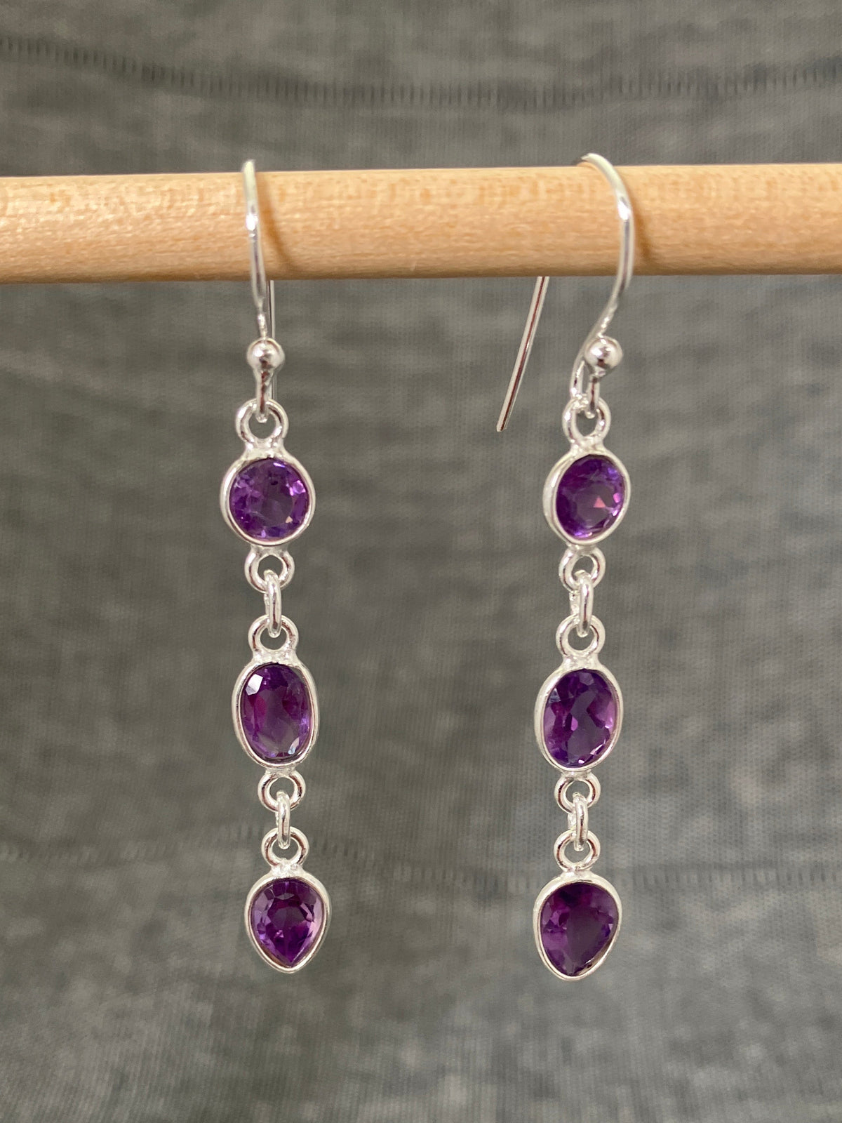 Amethyst Long Cut Earrings