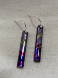 Inky Long Purple Swirl Earrings
