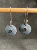 Grey Disc With Teal Centre Earrings