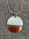 Pale Grey Disc Copper Tip Pendant