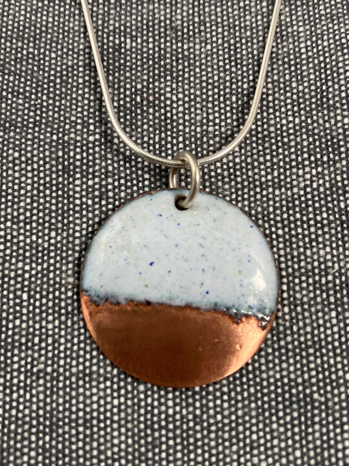 Pale Grey Disc Copper Tip Pendant