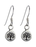 Sterling Silver Tiny Tree Disc Earrings