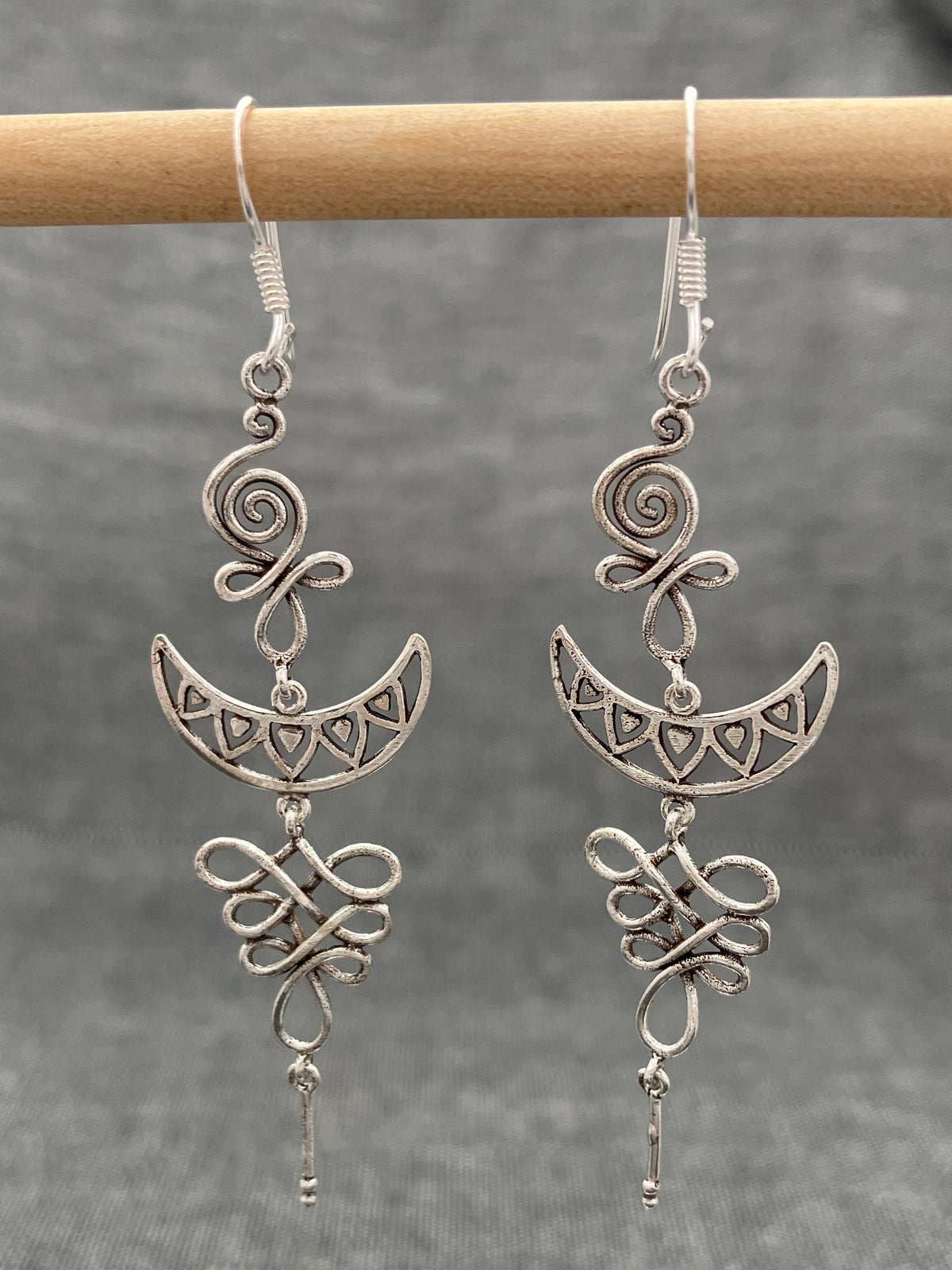 Swirly Moon Dangle Earrings