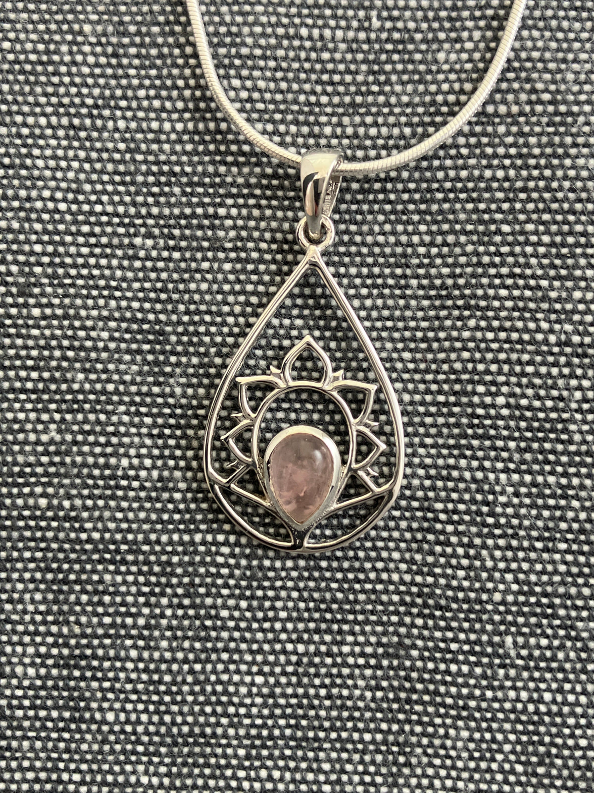 Rose Quartz Lotus Loop Pendant
