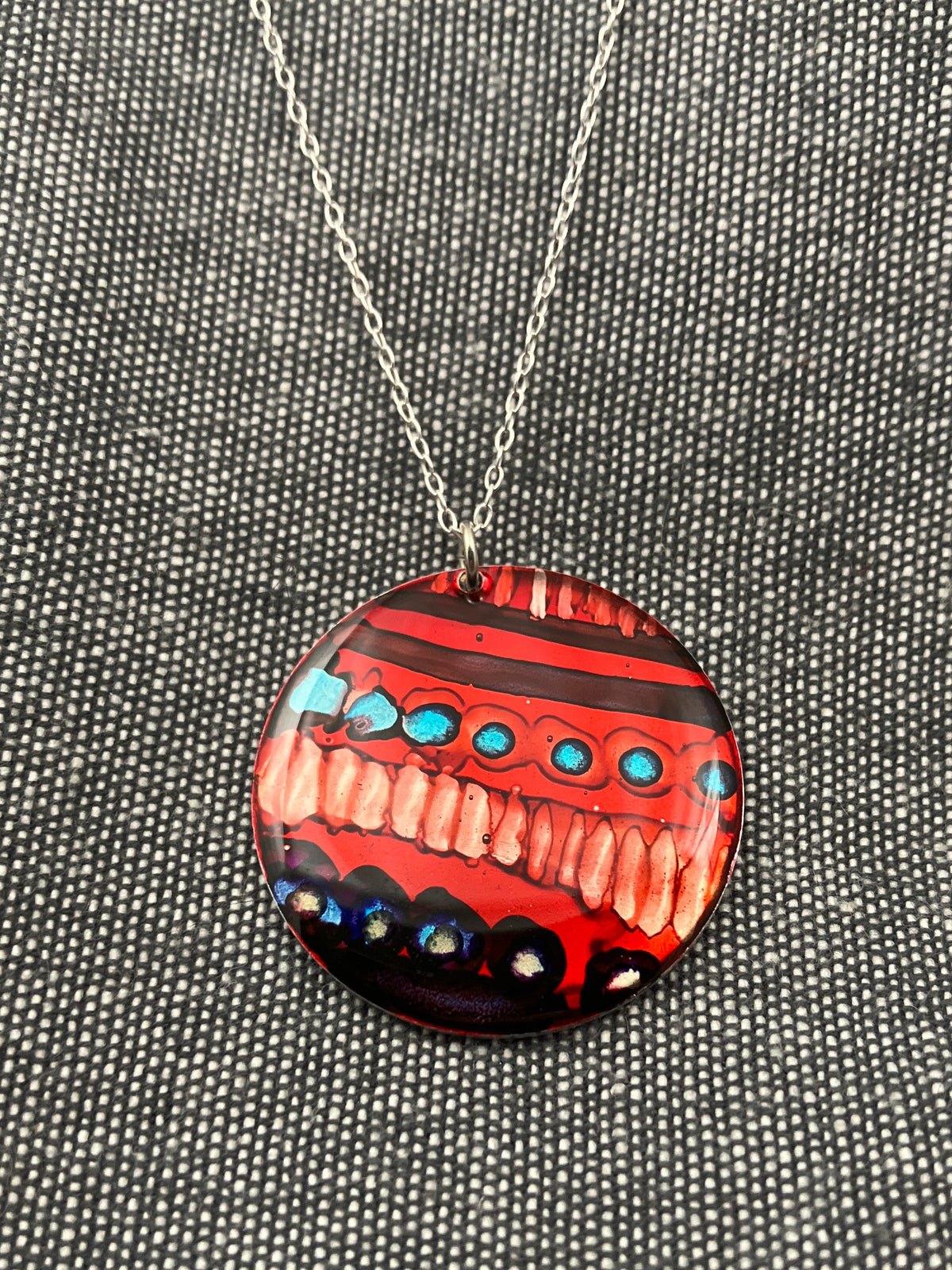 Inky Red Planet Necklace