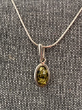 Green Amber Small Oval Pendant