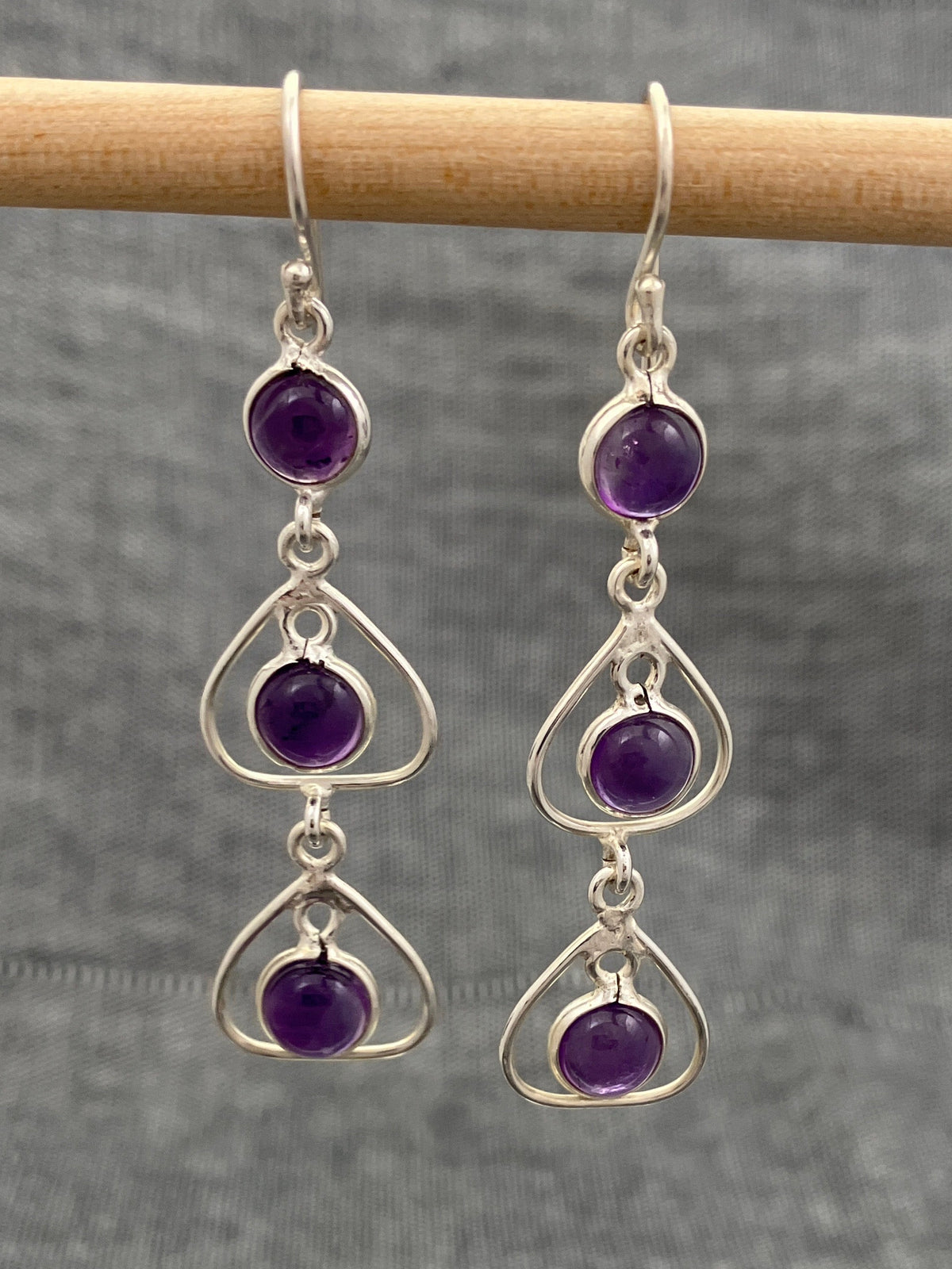Amethyst Triangle Drop Earrings