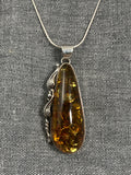 Large Amber Leaf Frame Pendant