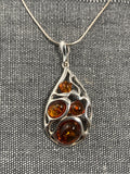 Amber Filigree Pear Pendant