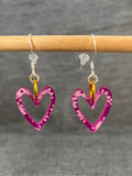 Shimmer Pink Open Heart Earrings