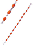Sterling Silver Oval Carnelians Bracelet