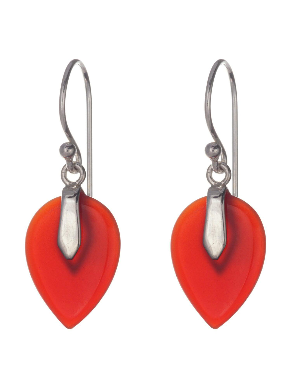 Carnelian Flat Teardrop Earrings