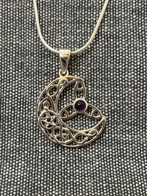 Amethyst Celtic Symbols Pendant