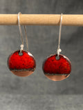 Copper Tip Disc Red Earrings