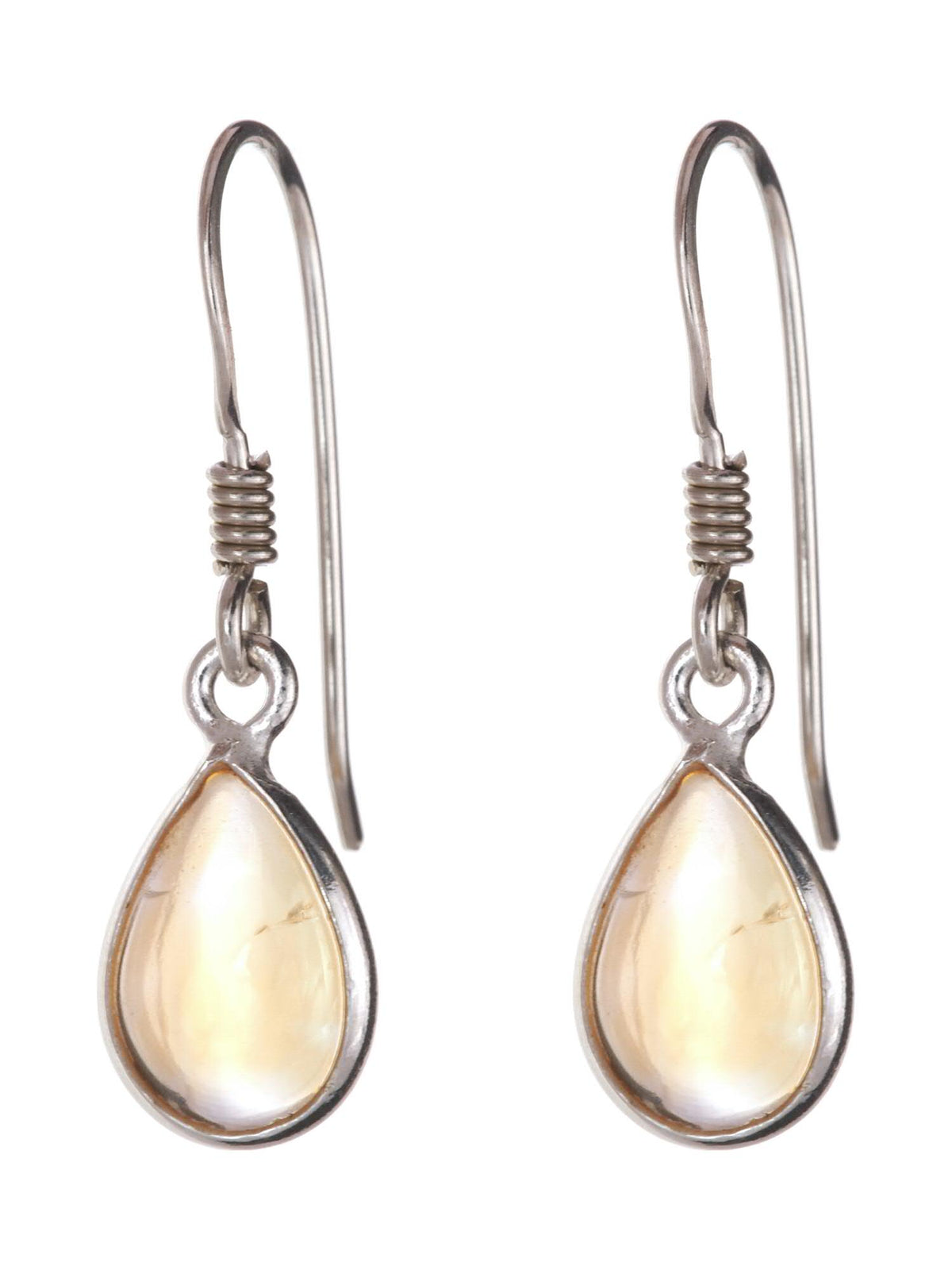 Sterling Silver Peardrop Citrine Earrings