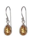 Sterling Silver Cut Citrine Pear Earrings