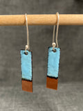 Sky Blue Copper Tip Rectangle Earrings