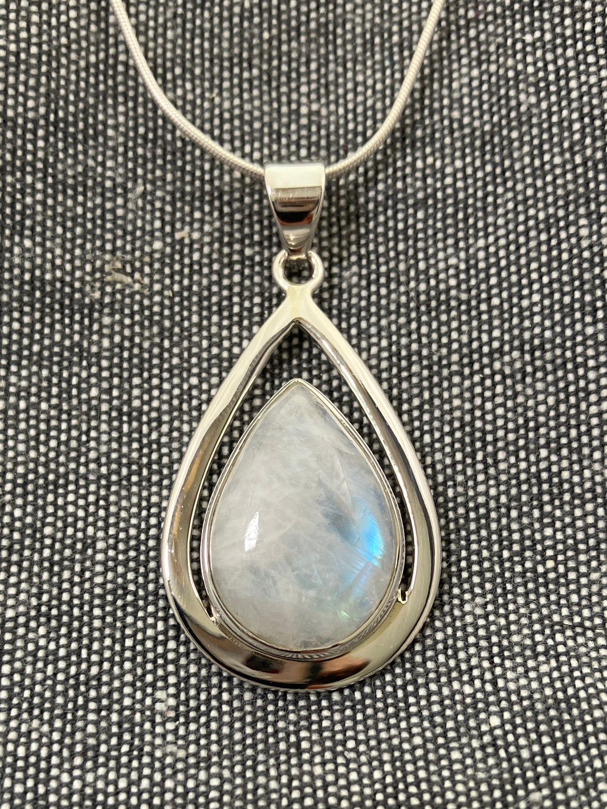 Moonstone Larger Framed Pear Pendant