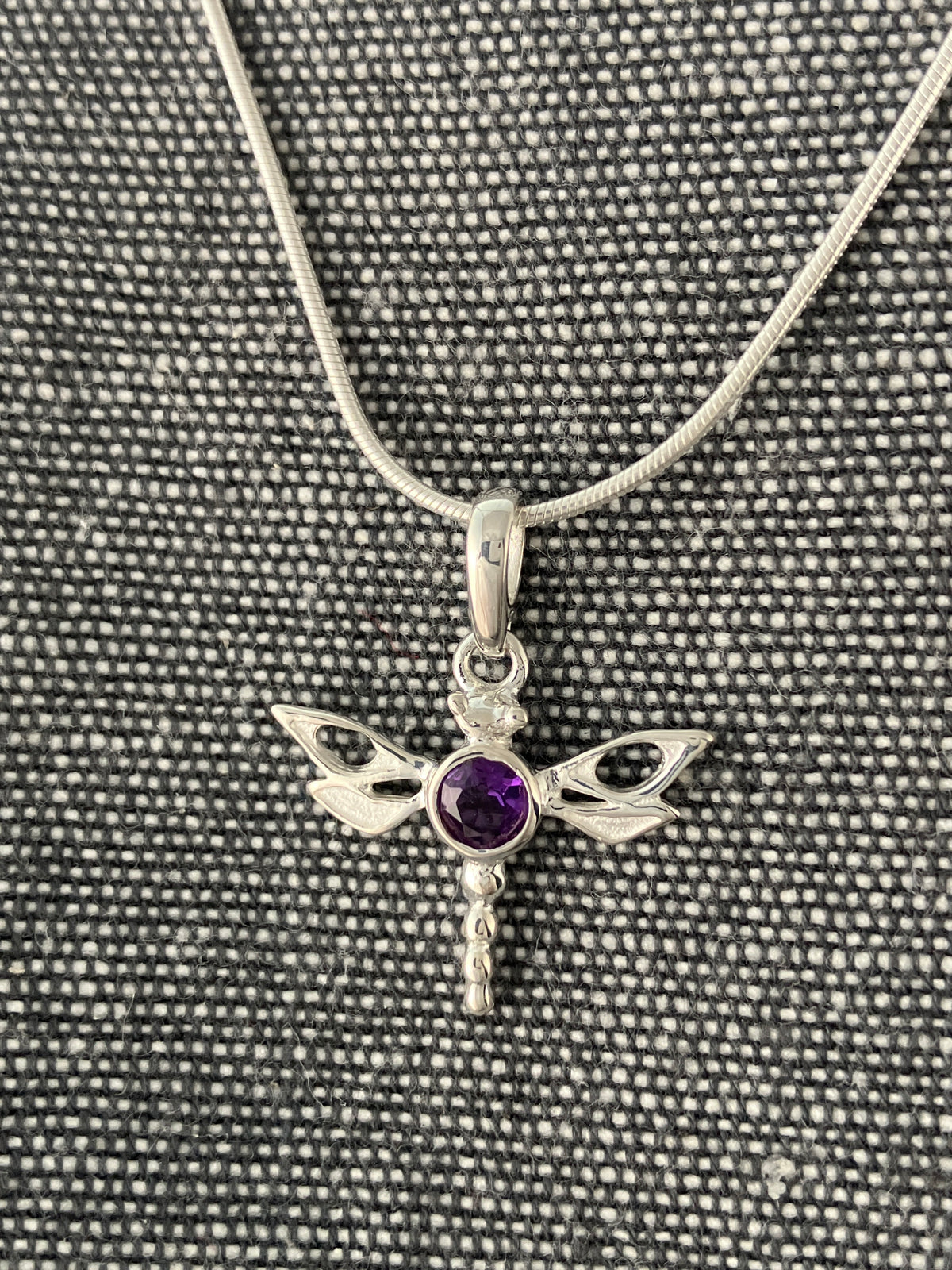 Amethyst Dragonfly Pendant
