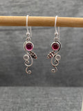 Garnet And Rose Quartz Tendril Earring