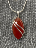 Carnelian Wafted Leaf Pendant