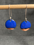 Copper Tip Disc Bright Blue Earrings